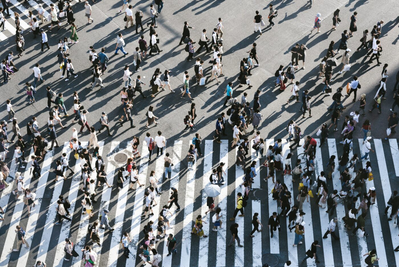 People walking in formation representing AI supercharging the modern workforce